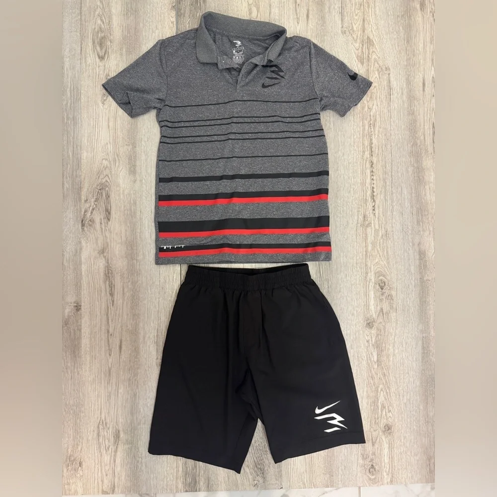 Gray and Black Nike Polo Athletic Set
